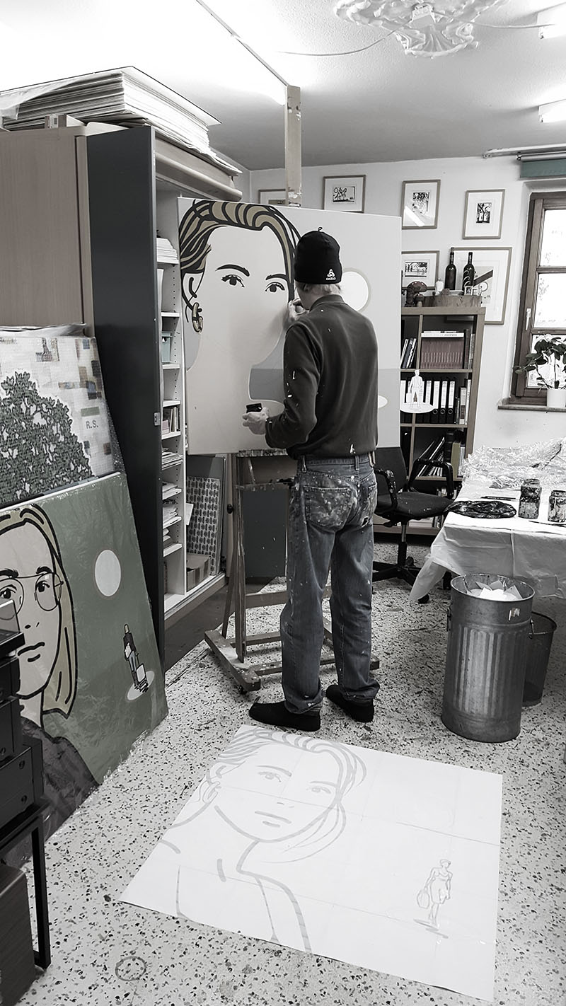 Im Atelier, bei der Arbeit von Time for a change (VI)